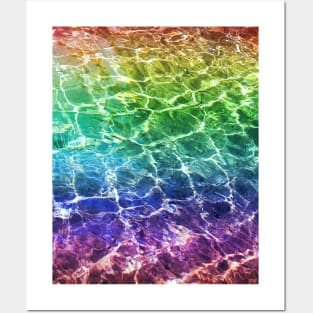 Shimmering Rainbow Liquid Metallic Water Posters and Art